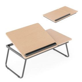 Mesa para Ordenadores Portátiles Bandeja de Cama Plegable y Regulable en Altura Bandeja de Desayuno 62 × 32 × 22 cm Negro