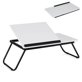 Escritorio portátil plegable para laptop con bandeja inclinable blanco