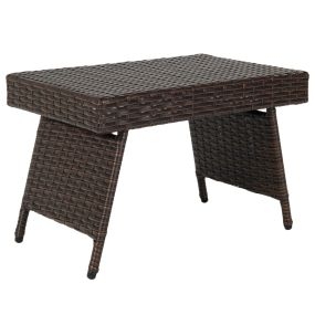Mesa Baja de Mimbre Plegable Mesita de Exterior con Tabla en PVC para Piscina Patio Balcón Jardín Marrón 60 x 40 x 40 cm