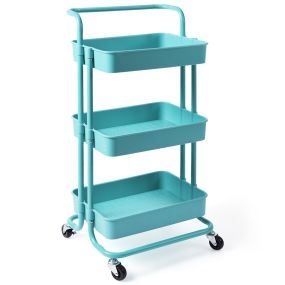 Carrito Auxiliar de Almacenamiento con 4 Ruedas Universales Carga 60kg Carro de Cocina 3 Cestas de ABS Antioxidante 42 x 35,5 x 86cm Verde