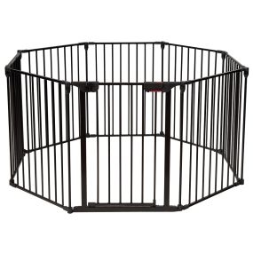Parque regulable de 8 paneles para niños y mascotas negro 74 x 57 cm