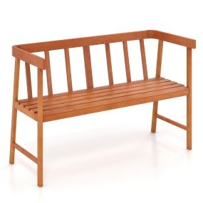 Banco de jardín de madera de acacia para 2 personas con respaldo y apoyabrazos 110 x 46 x 72 cm