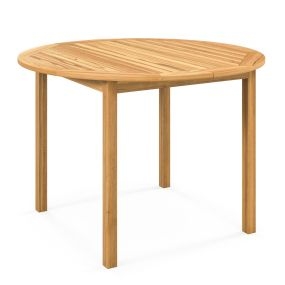 Mesa de comedor redonda de madera de acacia para 4 personas 110 x 75 cm natural