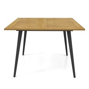 Mesa de Comedor de Exterior para 4 Personas Mesa de Patio de Madera de Acacia de 107cm con Orificio para Sombrilla de 5cm