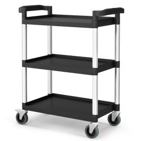 Carro Utilitario de 3 Niveles con Ruedas Bloqueables y Asas Dobles Marco de Aluminio para Cocina Garaje 80 x 41 x 97 cm Negro