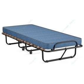 Cama plegable con colchón portátil de espuma de memoria y estructura de acero 190 x 80 x 33 cm azul