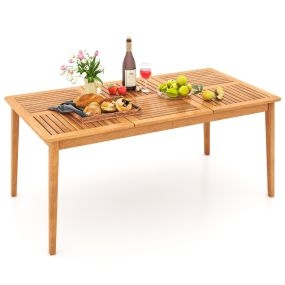 Mesa de Comedor Exterior para 6 Personas 170 x 90 x 75,5 cm de Madera de Acacia con Agujero para Sombrilla de 5 cm Natural