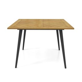 Mesa de Jardín Mesa Cuadrada de Comedor de Madera de Acacia Agujero para Sombrilla de 5 cm Mesa de 107 × 107 × 75 cm