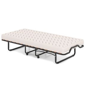 Cama plegable 80 x 200 cm con ruedas y colchón de espuma viscoelástica e hipoalergénica