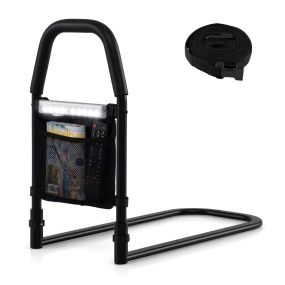 Barras de Cama para Mayores Asa de Seguridad con Luz de Sensor de Movimiento y Bolsillo Barandilla Anticaídas Negro