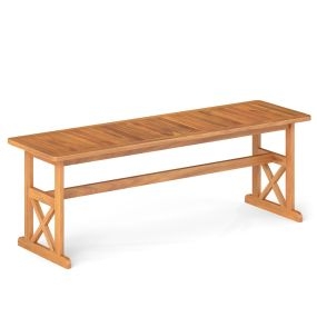 Banco Exterior Madera Acacia sin Respaldo Asiento Listones para 2-3 Personas Comedor Porche Jardín Balcón Patio