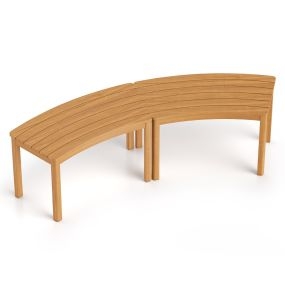 Juego de 2 Bancos Curvos Madera Acacia Exterior sin Respaldo Capacidad 180kg 2 Plazas para Patio Jardín Porche Terraza