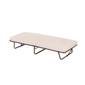 Cama plegable 190 x 80 cm con colchón viscoelástico de 7 cm y estructura metálica beige