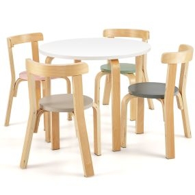 Juego 5 Piezas de Mesa y Sillas para Niños Mesa de Actividades con 4 Sillas Muebles Infantiles para Hogar Multicolor