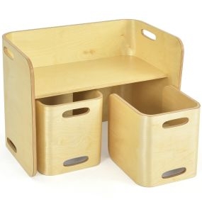 Set Mesa y Sillas para Niños con Tabla Espesa y Superficie Lisa para Casa Escuela Jardín de Infancia Natural 68,5 x 40 x 50 cm