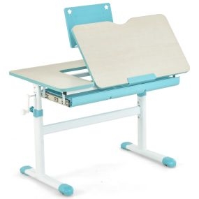 Escritorio Infantil Ajustable con Tablero Inclinable Soporte para Libros Cajón y Regla Ergonómico para Escribir Dibujar y Leer Azul