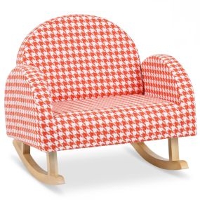 Mecedora infantil de terciopelo teddy acolchada con pies de madera maciza naranja 50 x 50 x 50 cm