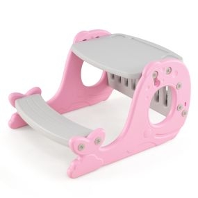 Juego mesa y silla infantil 4 en 1 pizarra borrable ballena 25 kg con almacenamiento gris y rosa