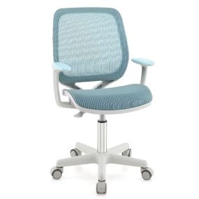 Silla Giratoria 360° para Niños con Altura Ajustable Ruedas Bloqueables Respaldo y Reposabrazos Ergonómicos Azul