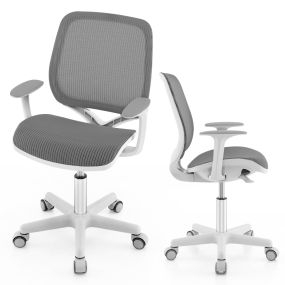 Silla giratoria de escritorio para niños con altura ajustable, ruedas con freno y reposabrazos lisos, gris 57 x 57 x 80-92 cm