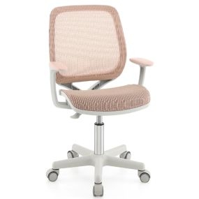 Silla Giratoria 360° para Niños con Altura Ajustable Ruedas Bloqueables Respaldo y Reposabrazos Ergonómicos Rosa