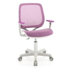 Silla de Escritorio Giratoria para Niños con Altura Ajustable Ruedas con Frenos y Reposabrazos Suaves Diseño Ergonómico para 6-14 Años Púrpura
