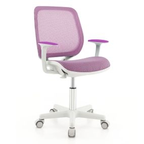 Silla giratoria de escritorio para niños altura ajustable con ruedas y reposabrazos púrpura 57 x 57 x 80-92 cm
