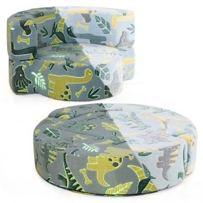 Sofá infantil 2 en 1 que brilla en la oscuridad, convertible, funda desmontable y lavable, azul, estrellas