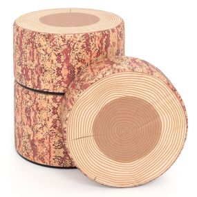 Juego de 3 Taburetes Tocón de Árbol para Niños Cojines de Suelo con Diferentes Alturas Decoración Natural para Aula o Guardería Color 1