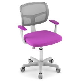 Silla ergonómica para niños con ruedas, giratoria, altura regulable, soporte lumbar, violeta