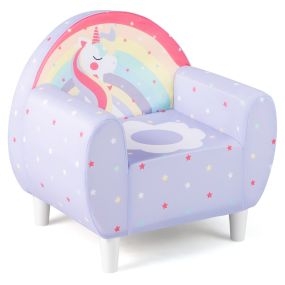 Sofá para Niños con Tela Transpirable y Relleno de Espuma de Alta Densidad Sofá Infantil de Unicornio Colorido para Niños y Niñas Púrpura