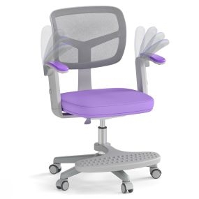 Silla de Escritorio para Niños con Reposabrazos Reposapiés y Ruedas Universales con Altura Ajustable 57 x 55 x 80-91 cm Púrpura