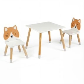 Juego de Mesa y 2 Sillas Infantiles de Madera Multiusos para Manualidades Lectura Aprendizaje y Comida