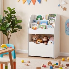 Mueble de almacenaje infantil blanco con cajón extraíble y ruedas 49,5 x 30 x 76 cm