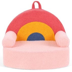 Sofá Infantil Relleno Espuma Funda Felpa Extraíble Lavable Base Antideslizante Asa Transporte Respaldo Arcoíris 3+ Años