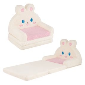 Sofá infantil rosa 2 en 1 plegable convertible en cama de terciopelo lavable 57 x 44 x 54 cm