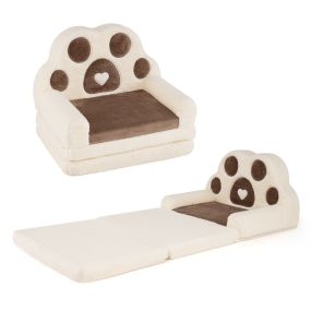 Sofá infantil marrón 2 en 1 plegable convertible en cama de terciopelo lavable 57 x 44 x 47 cm