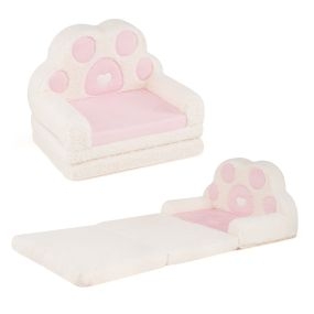 Sofá infantil 2 en 1 convertible en cama de terciopelo rosa 57 x 44 x 47 cm