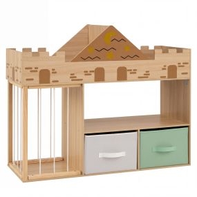 Estantería infantil castillo de madera natural antivuelco 111 x 40 x 92 cm