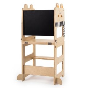 Torre de aprendizaje plegable 3 en 1 Montessori convertible en escritorio y taburete para niños 18+ meses