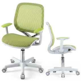 Silla giratoria de escritorio para niños, altura ajustable, ruedas con freno, verde, 57 x 57 x 80-92 cm