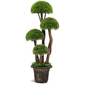 Árbol Topiario de Cedro Artificial de 90 cm Planta Topiaria Falsa de Ciprés con Maceta Decorativa de Imitación para Interior Hogar Jardín