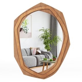 Espejo Decorativo con Marco Irregular y Tornillos de Expansión Espejo de Pared para Comedor Baño y Sala De Estar 89,5 x 66 cm Blanco