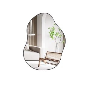 Espejo de Pared Irregular con Marco de Metal Sólido para Baño Sala de Estar Dormitorio Entrada 78 cm x 56,5 cm Negro