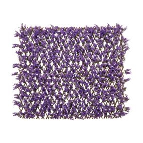 Valla de Enrejado Expansible 180 x 90 cm Pantalla de Cerca de Privacidad de Hiedra Artificial Panel de Seto para Balcón Patio Eucalipto Morado
