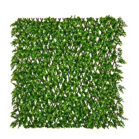 Valla de Enrejado Expansible 180 x 90 cm Pantalla de Cerca de Privacidad de Hiedra Artificial Panel de Seto para Balcón Patio Eucalipto Verde