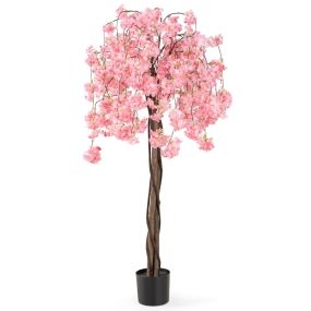 Árbol de cerezo artificial colgante rosa 163 cm para decoración de salón, boda y tienda