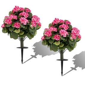 Juego de 2 Árboles Topiarios Artificiales de Begonia con 22 Flores 300 Hojas y Estacas Tierra 57cm para Interior Exterior Jardín Patio Rosa