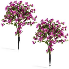 Set de 2 buganvillas artificiales rosa y verde con estaca de inserción 105 cm para exterior