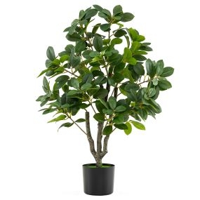 Árbol coral artificial verde con maceta de cemento 80 cm para decoración interior
